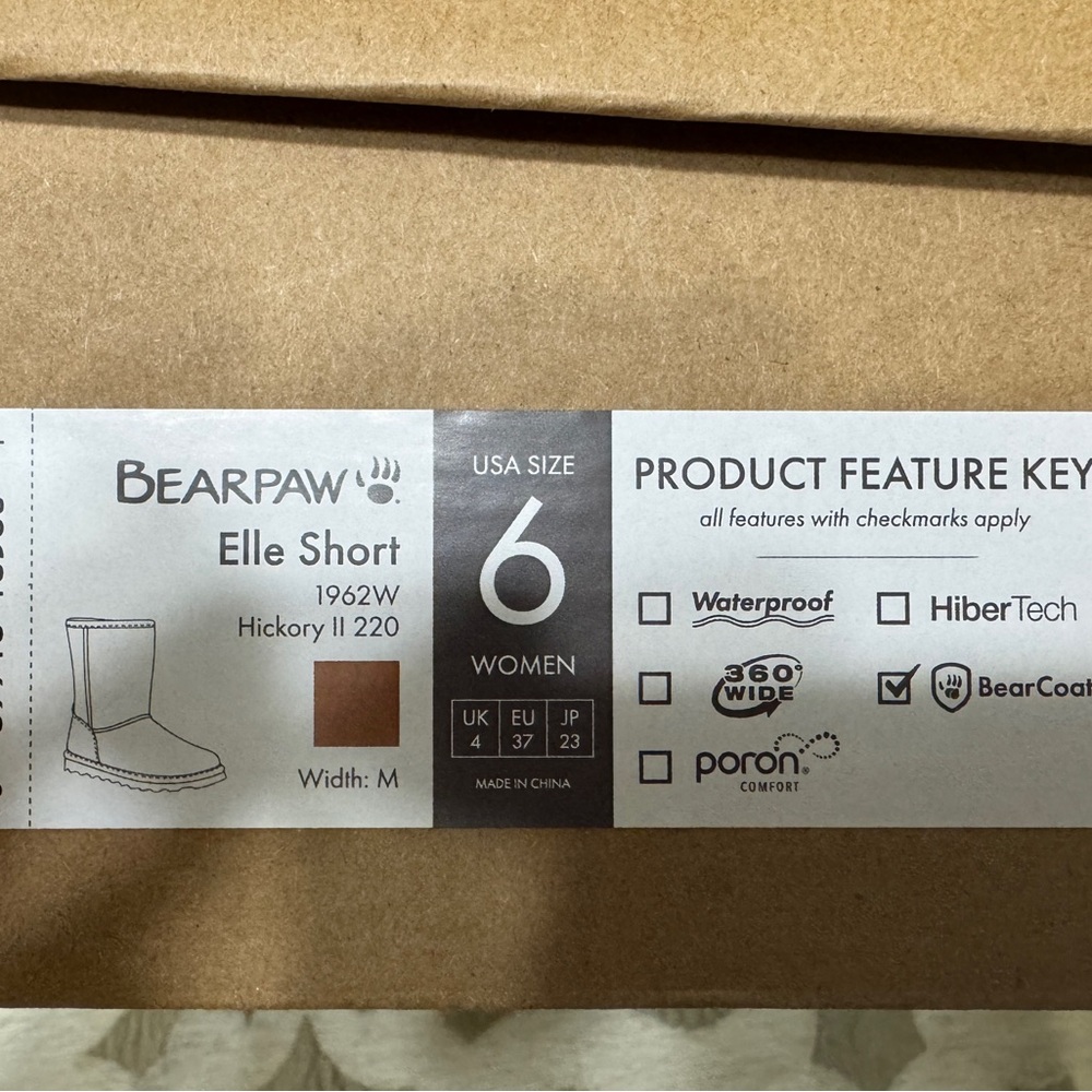 BearPaw Elle Short Brown Sz 6 Women’s